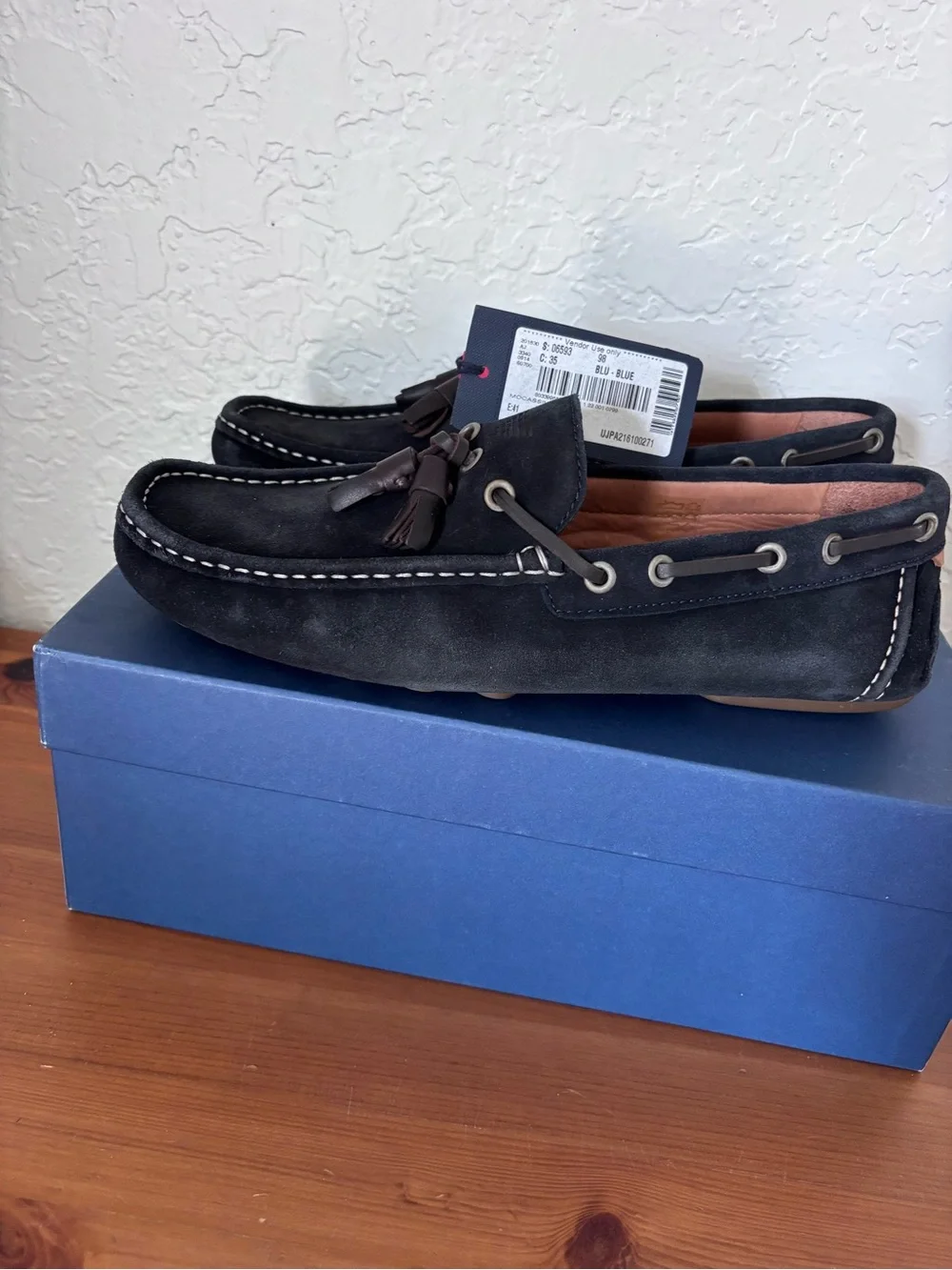 Armani Jeans Black Suede Tassel Driving Loafers